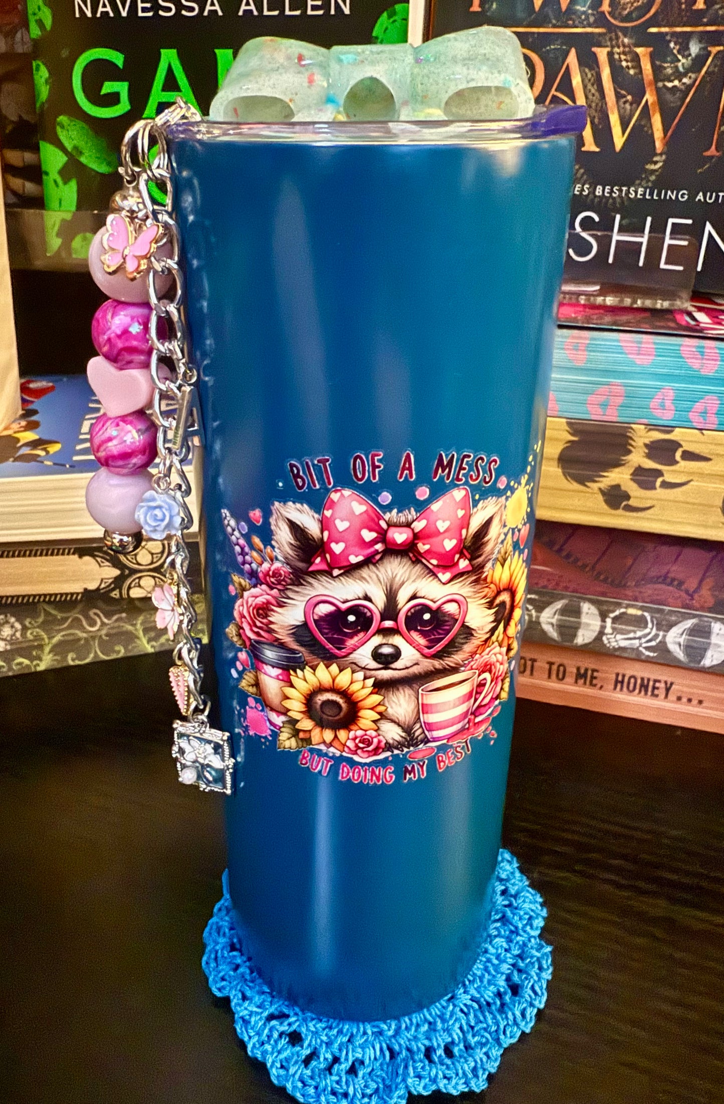 20oz Tumbler with straw charm and straw topper