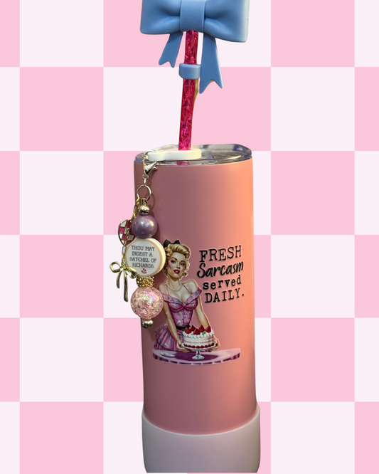 20oz Tumbler with straw charm and straw topper