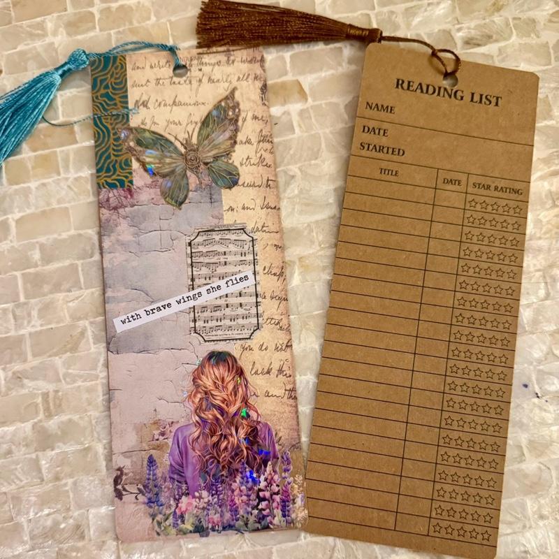 Junk Journal Style Book Tracker Bookmark