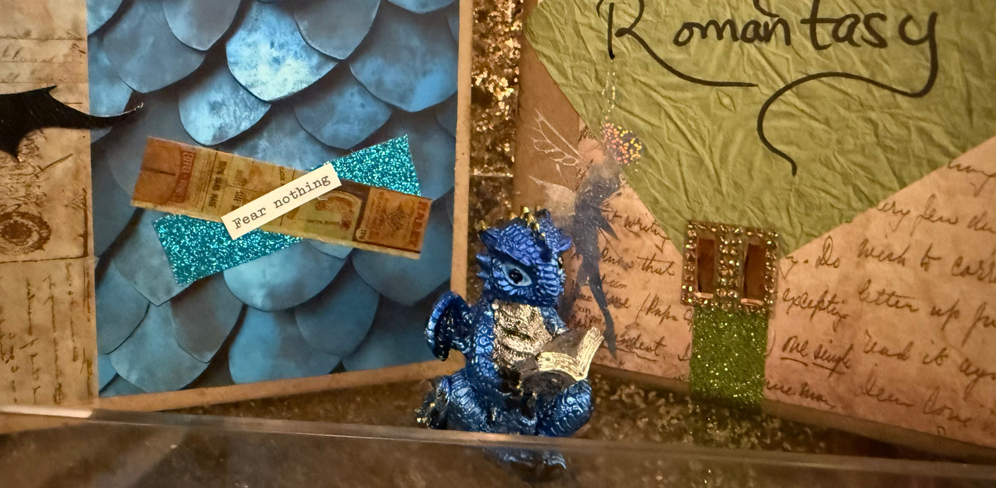 Bookshelf Decor; Junk Journal style decor