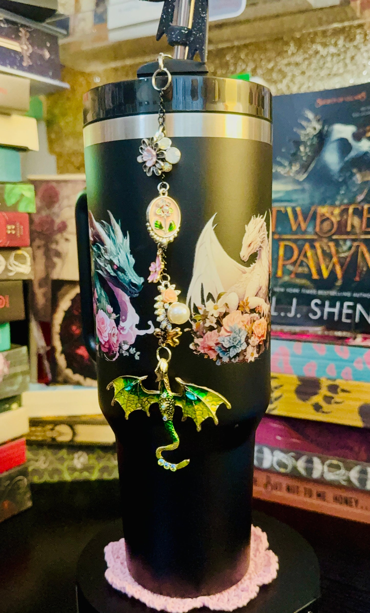 40 oz Tumbler with straw charm and straw topper (Copy)
