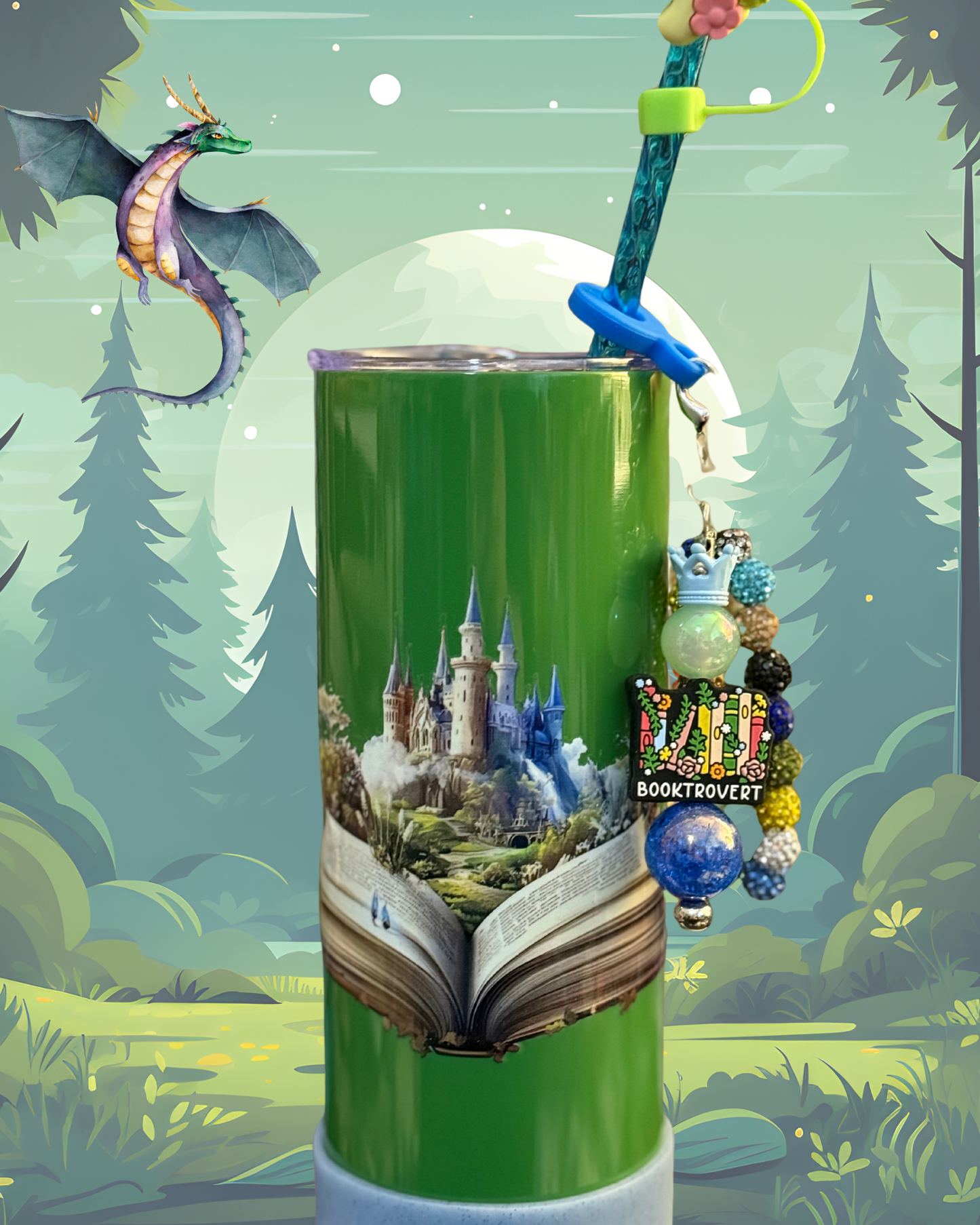 20oz Tumbler with straw charm and straw topper