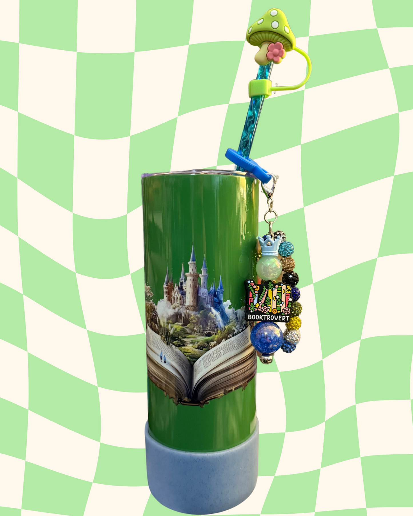 20oz Tumbler with straw charm and straw topper